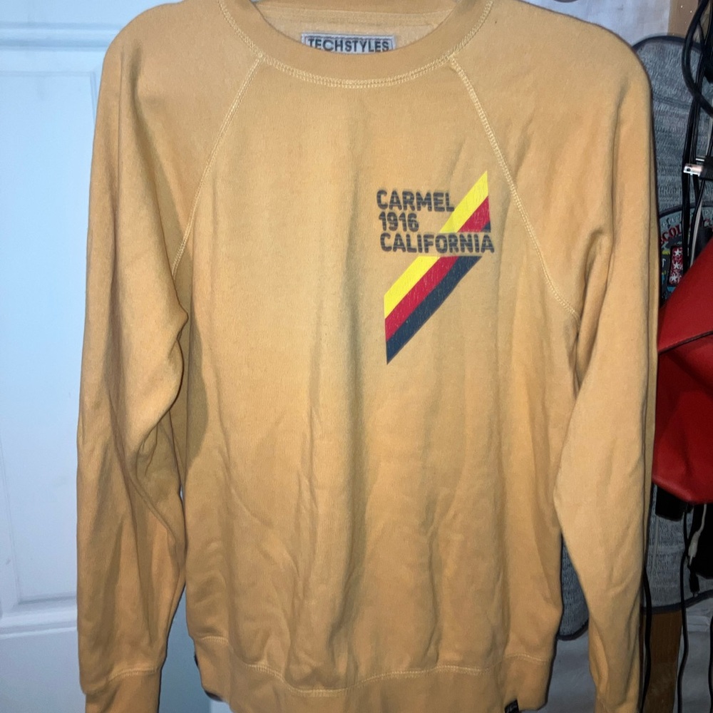 Techstyles brand carmel California graphic retro crew neck sweater shirt size SM